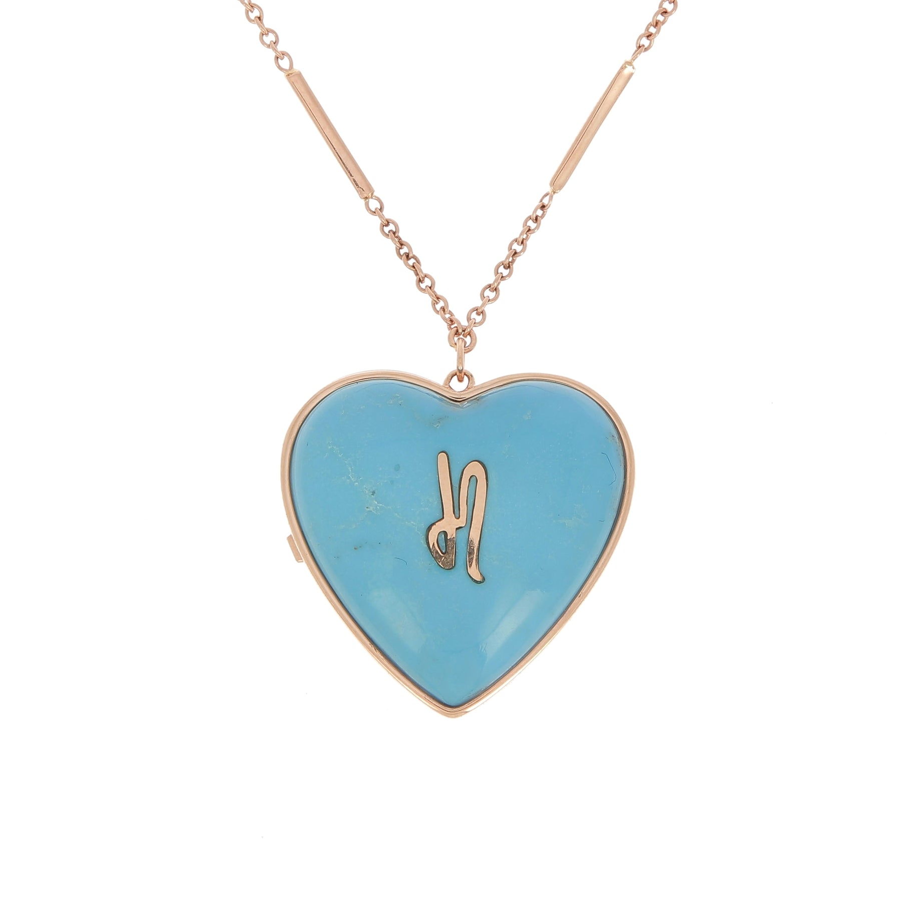 Collier coeur turquoise diamants