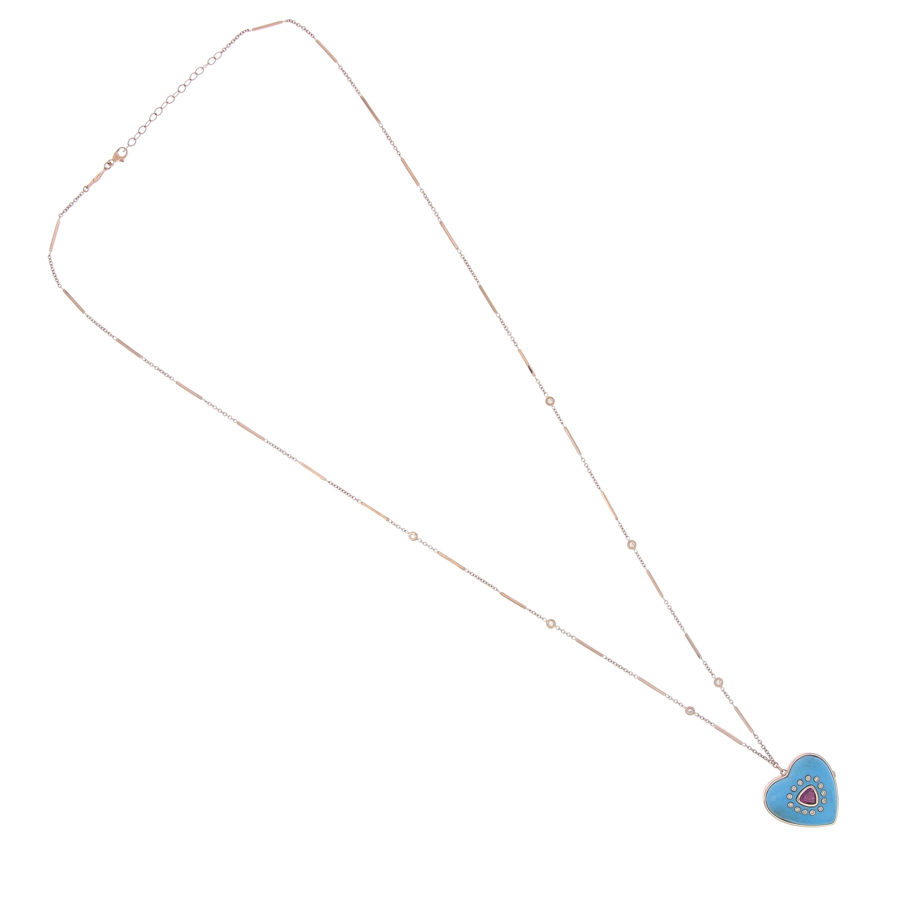Collier coeur turquoise diamants