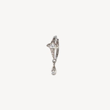 Hoop Lily Flowers Diamonds White Gold