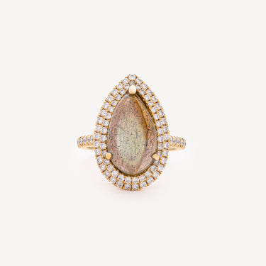 Bague Double Halo Teardrop