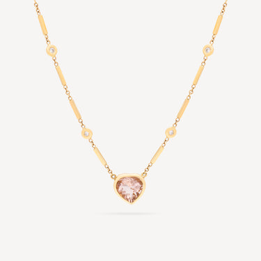 Collier Morganite Heart Gold and Diamonds