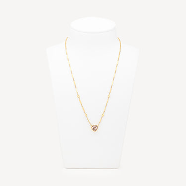 Collier Morganite Heart Gold and Diamonds