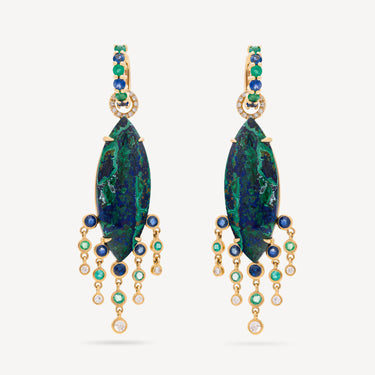 Earrings Drops Malachite Azurite