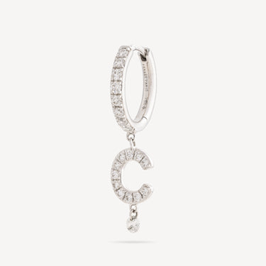 Hoop White Gold Letter C Full Pavé