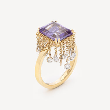 Amethyst Diamond Ring