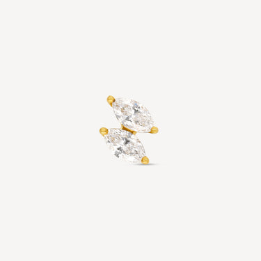 Earring 2 Marquises Gold and Diamonds