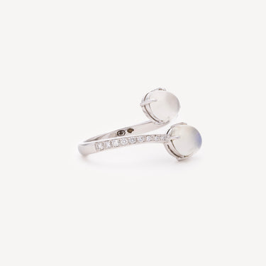 Bague Oval Moonstone Diamond Or Blanc