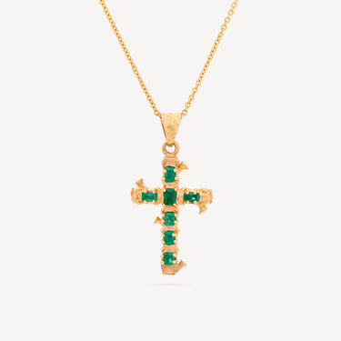 Collier Cross Emeraude Gold