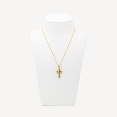 Collier Cross Emeraude Gold