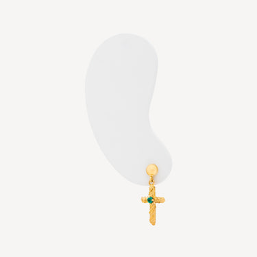 Boucles d'Oreilles Cross Emeraude