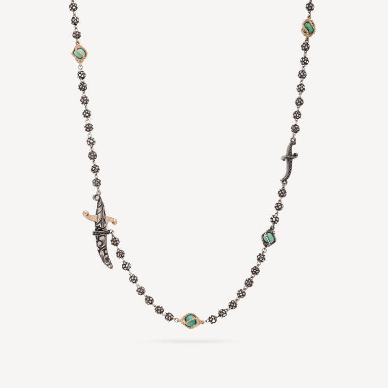 Sword Silver Turquoise Necklace