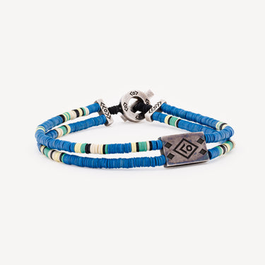 Double Lines Bracelet Blue African Discs
