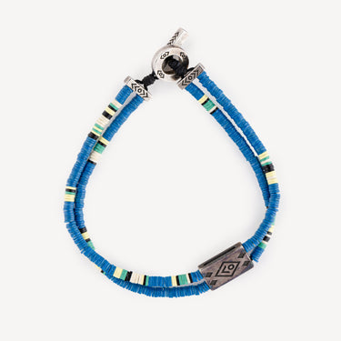 Double Lines Bracelet Blue African Discs