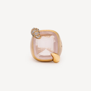 Ring Ritratto Medium Rose Quartz Brown Diamonds