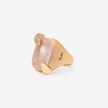 Ring Ritratto Medium Rose Quartz Brown Diamonds