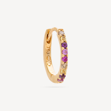 Hoop Yellow Gold Half Pave Multi Pastel