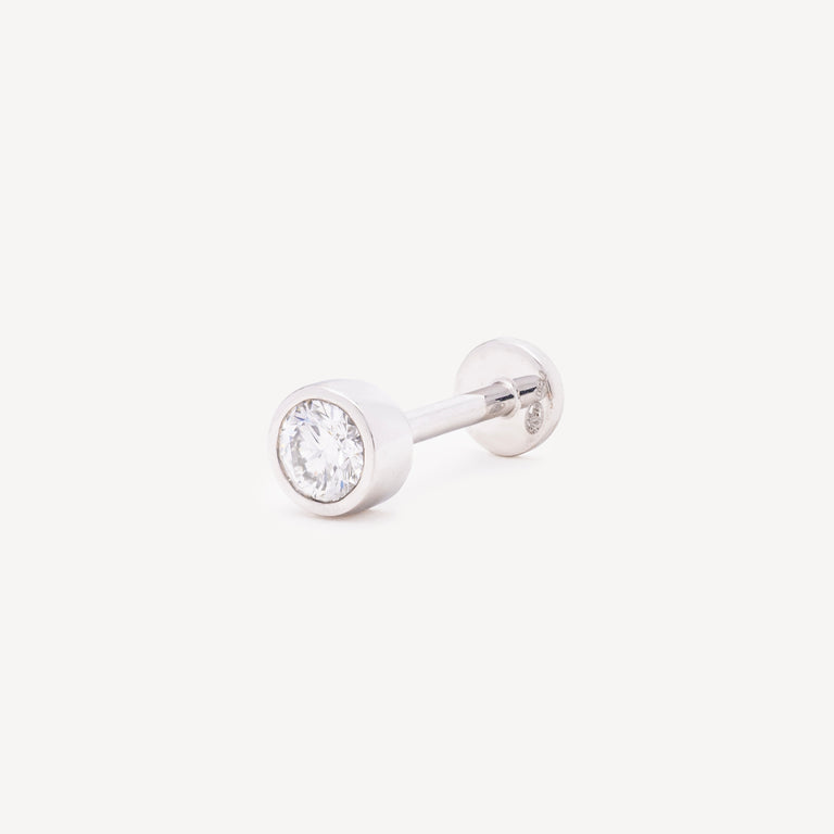 Piercing Stud White Gold 3mm Diamond Invisible Setting