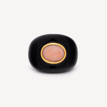 Round Onyx Coral Ring