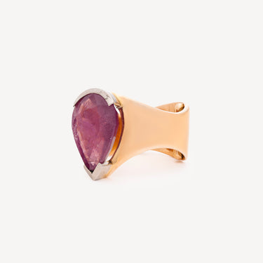 Ruby Pear Yellow Gold Ring