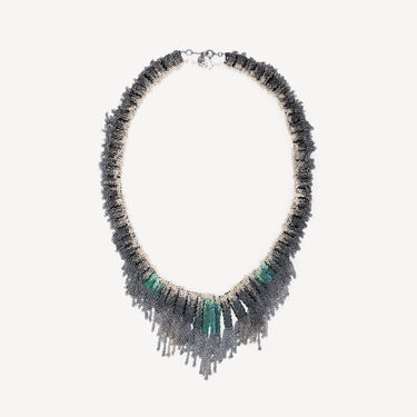 Collier Franges Argent et Soie