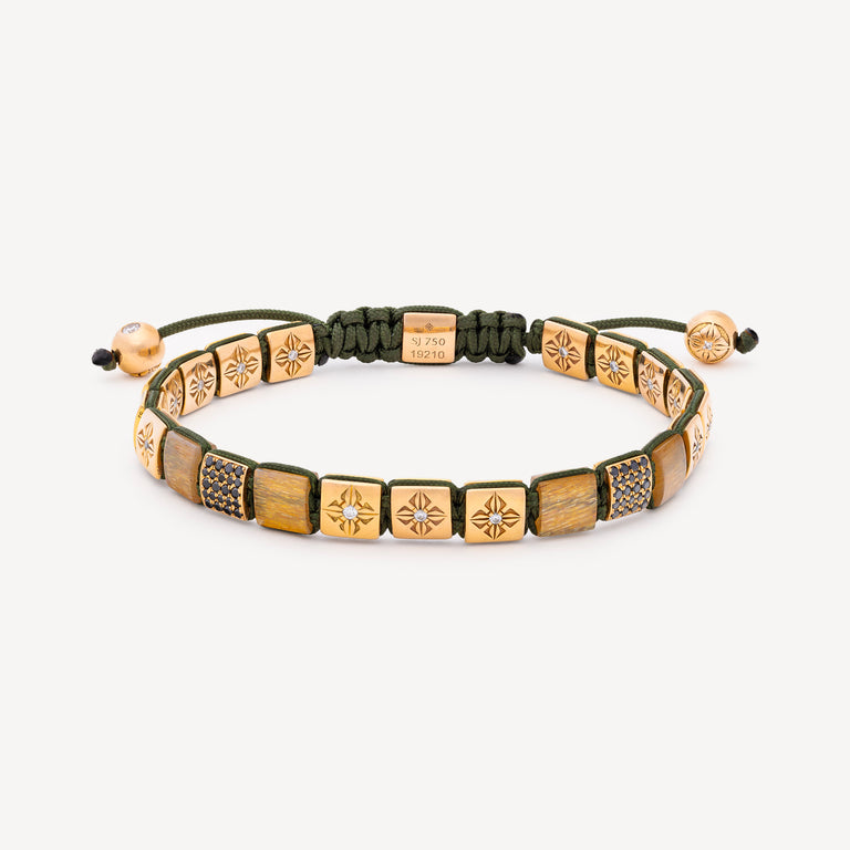 Bracelet Lock 6mm Kaki et Rose