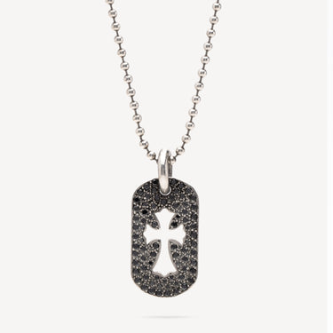 Cross Cut Pendant Paved with Black Diamonds