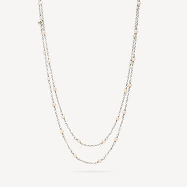 Silver and Pearl long necklace
