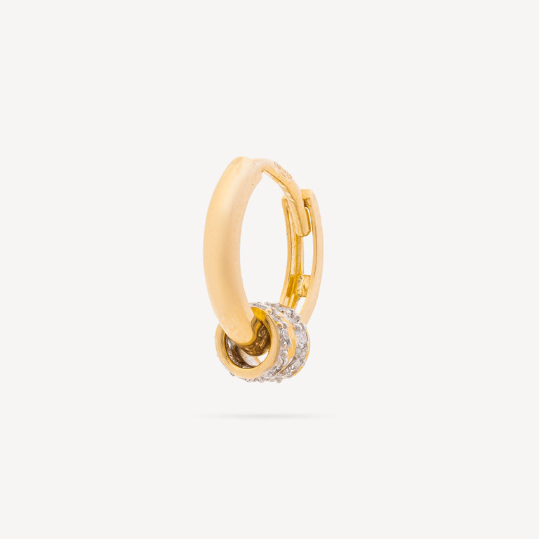 Hoop Yellow Gold Double Diamond Rings