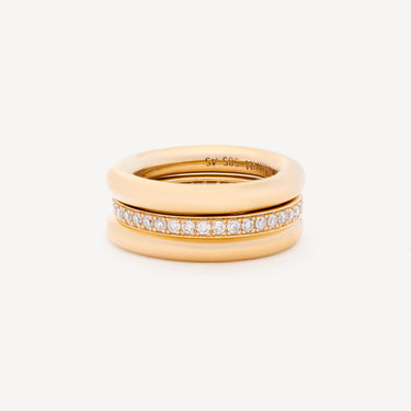 Bague Triple Gold Diamond Pinky Stack