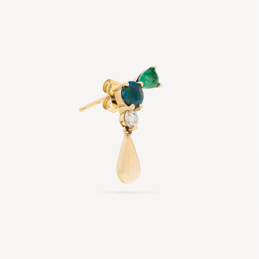 Emerald Pear Drop Left Earring