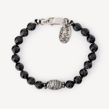 Black Tourmaline Silver Pavé Egg Bracelet