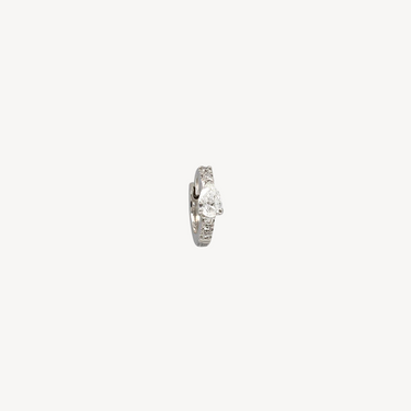 Piercing Hoop 6.5mm White Gold Half Pavé Diamond Pear 3.5mm