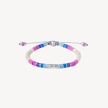 Bracelet Rizon Pink Pattern Beads with Silver Discs