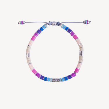 Bracelet Rizon Pink Pattern Beads with Silver Discs