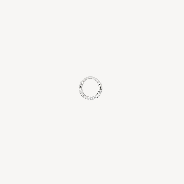 Piercing Hoop Plate 6.5mm White Gold Diamonds