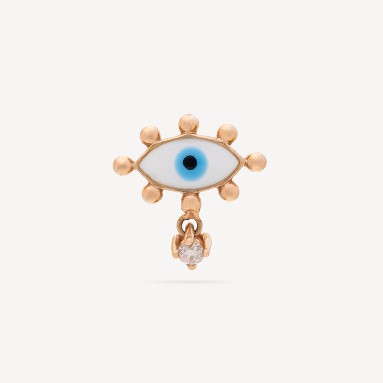 Evil Eye Earring White Enamel
