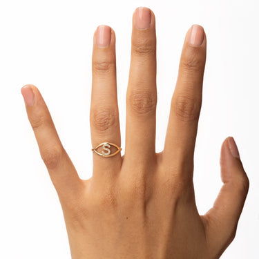 Ring Keren Letter S Yellow Gold Diamonds