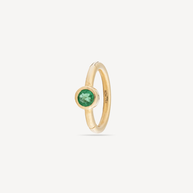 Piercing Hoop 8mm Yellow Gold Emerald 2.5mm