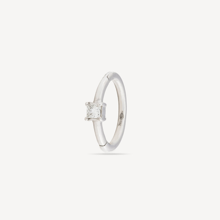 Piercing Hoop 8mm White Gold Princess 2x2mm