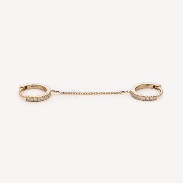 Piercing Hoop Double Cuffs Diamonds Yellow Gold
