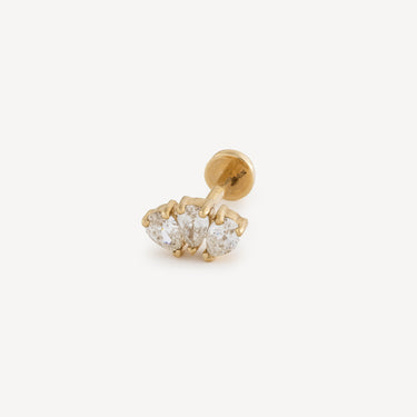 Piercing Stud Yellow Gold Three Pears
