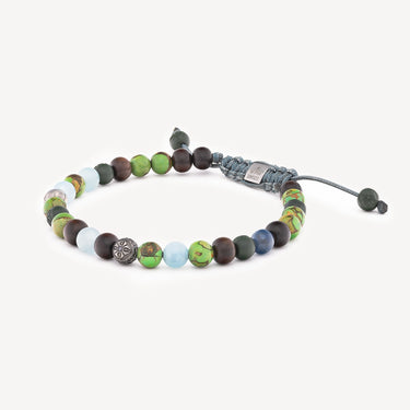 Bracelet 6 mm Non-Braided Turquoise Ebène Aigue Marine