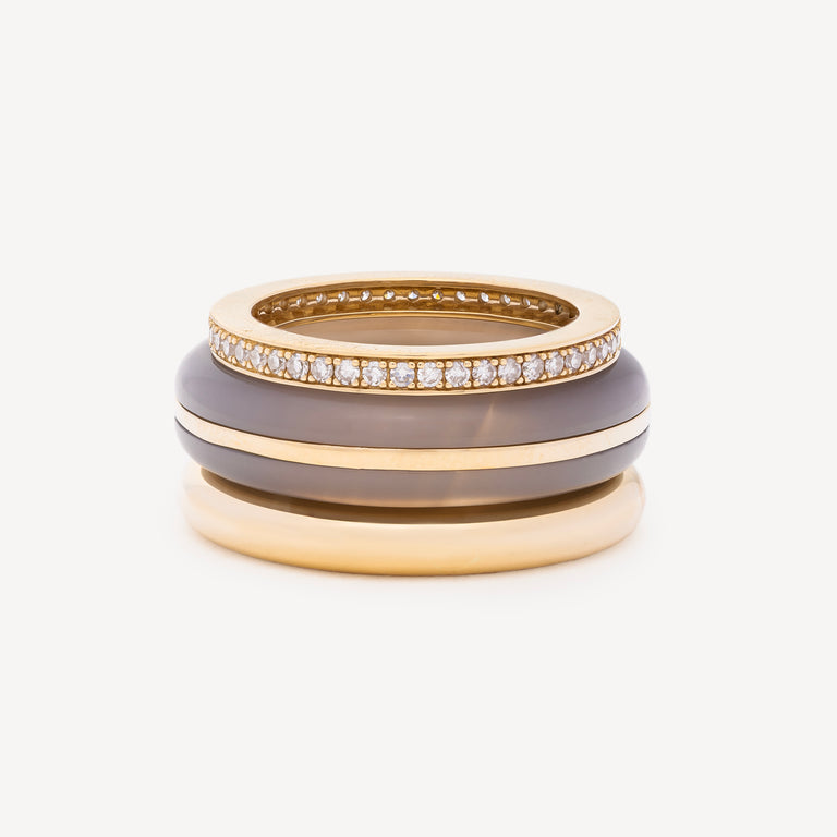 Classic Stack Grey Agate Ring