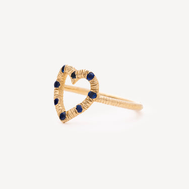 Open Heart Blue Sapphire Pinky Ring