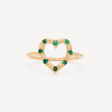 Open Heart Emerald Pinky ring