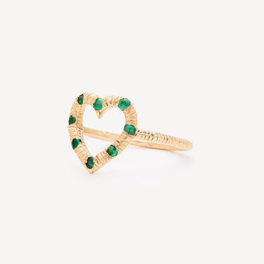 Open Heart Emerald Pinky ring
