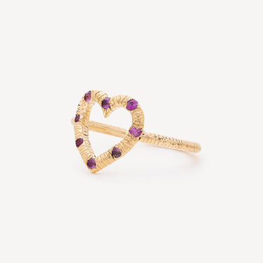 Open Heart Pink Sapphire Pinky ring