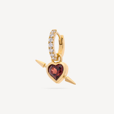 Rebel Heart Earring Garnet Gold