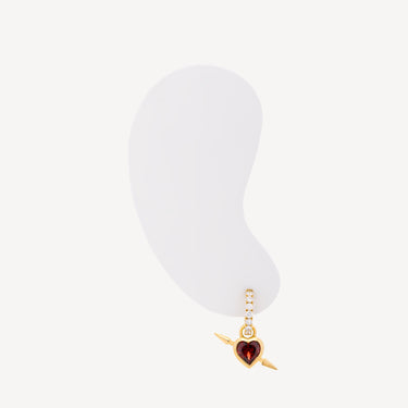 Rebel Heart Earring Garnet Gold