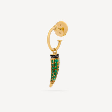 Horn Earring Yellow Gold Emeralds Black Diamonds